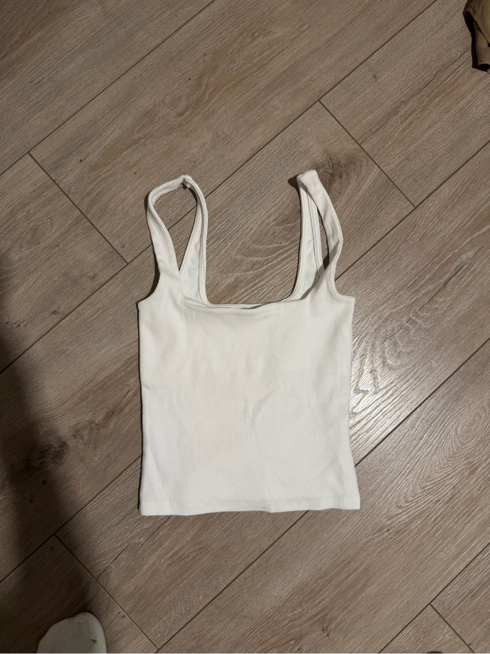Zara Ribbed Tank Top White (XS)